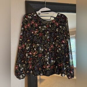 Madewell Floral Black Blouse